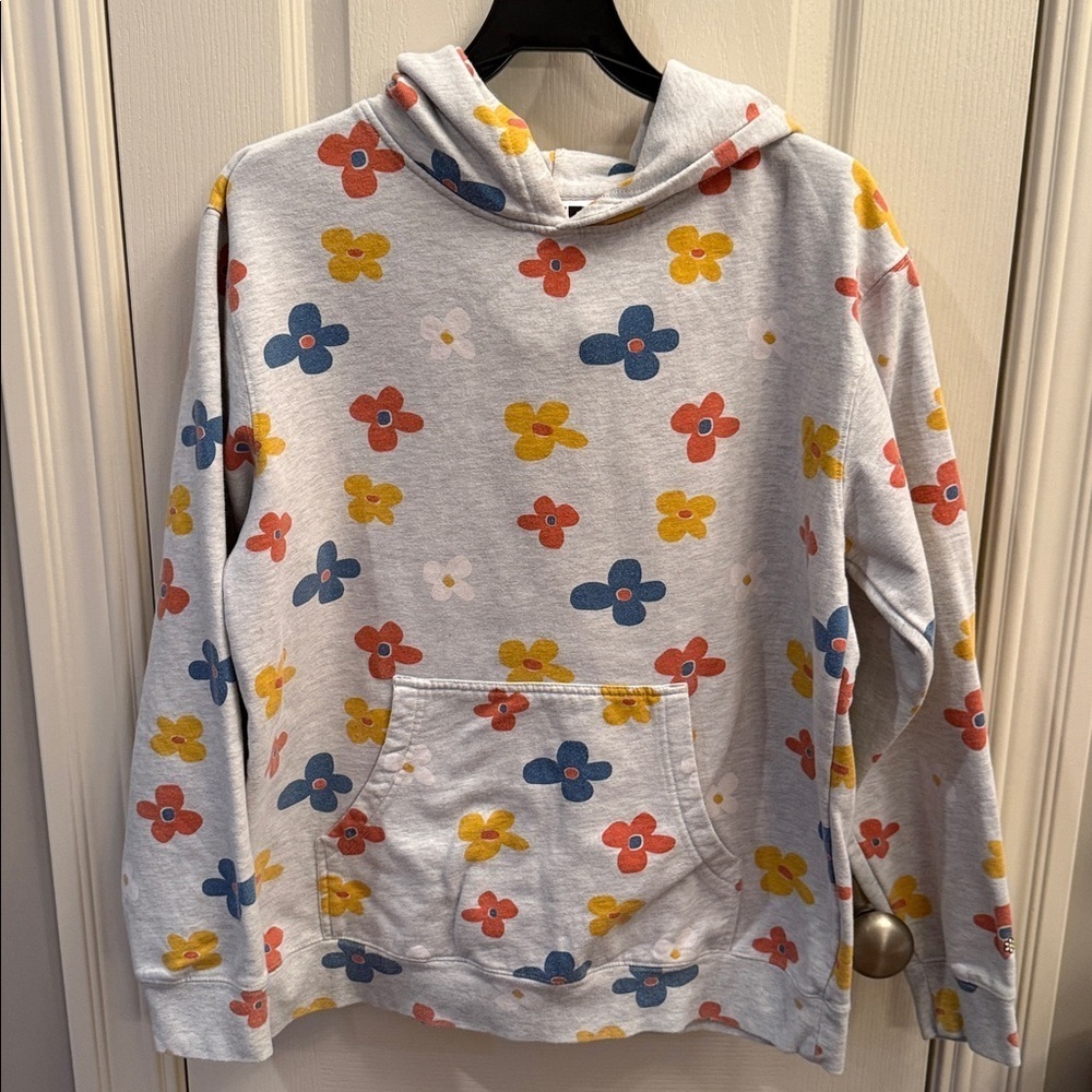 BSR by Samii Ryan Sweatshirt Womens S Gray Whimsical Flower Power Cotton‎ Blend